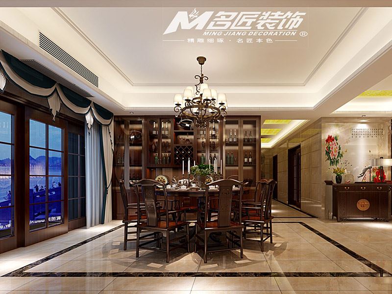 揭陽(yáng)市金鳳城新中式風(fēng)格四居室裝修案例